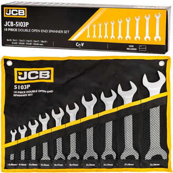 Klucze płasko oczkowe dwustronne zestaw płachta satyna Cr-V 10el 8-36mm JCB