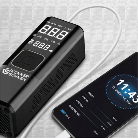 Kompresor akumulatorowy pompka rowerowa do roweru samochodu auta + powerbank KS Könner & Söhnen