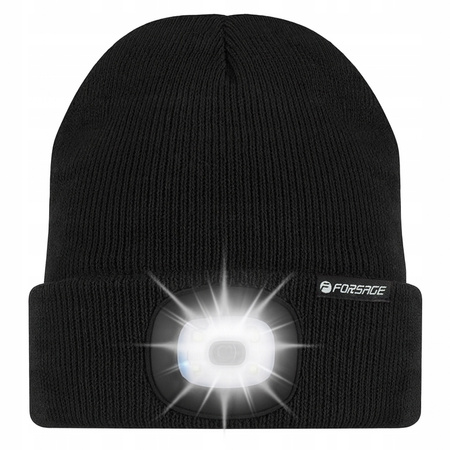 Czapka zimowa uniwersalna z latarką czołówka led usb FORSAGE