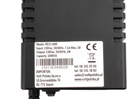 Zasilacz Awaryjny UPS PICO 1000 (1000VA/600W/9Ah) VOLT POLSKA