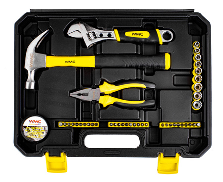 Zestaw narzędziowy klucze nasadowe wkrętaki bity 104 el WMC