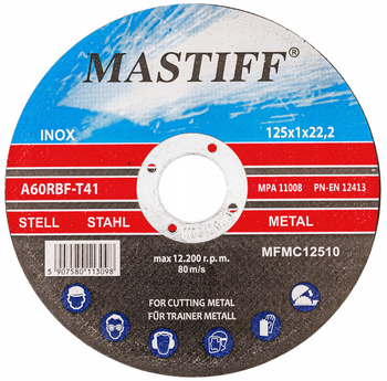 Tarcze tarcza do cięcia metalu stali 125 x 1,2 mm MASTIFF