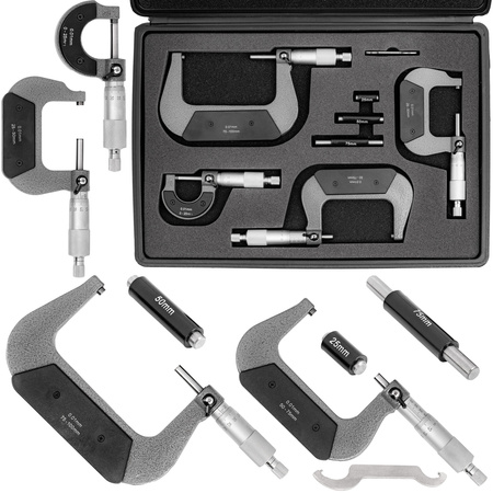 Zestaw mikrometry 0-100 mm zestaw 4 szt mikrometr + box FALON-TECH