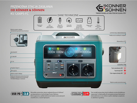 Przenośny powerbank stacja ładowania 50Ah KS 1200PS-FC Könner & Söhnen KS
