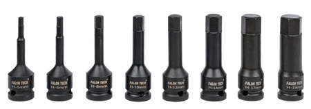 Nasadki klucze udarowe trzpieniowe nasadowe imbus hex H5-H19 1/2" 5-19 mm FALON-TECH