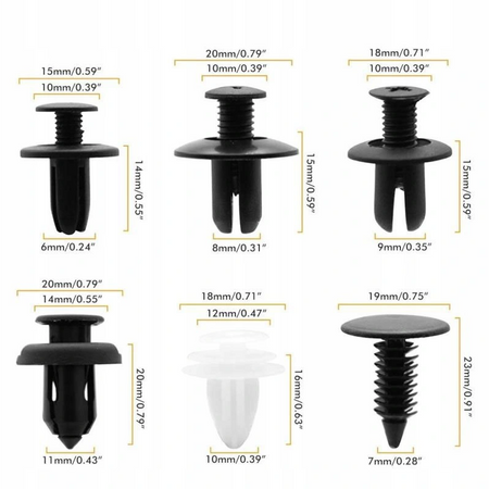 Spinki kołki zaczepy samochodowe szpilki klipsy do tapicerki zestaw 100el FALON-TECH