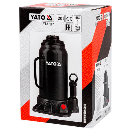Podnośnik hydrauliczny słupkowy butelkowy samochodowy lewarek 20T YT-17007 YATO