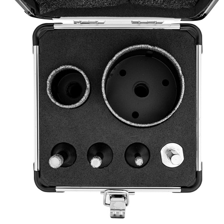 Otwornice diamentowe 6-68 mm (otwornica do gresu) zestaw 6 el + metalowa walizka FALON-TECH