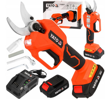 Sekator akumulatorowy kowadełkowy nożyce ogrodowe elektryczne 30mm 2Ah YATO