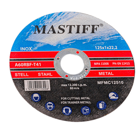 Tarcza do cięcia metalu stali 125x1,0x22.23mm zestaw 5 sztuk MASTIFF
