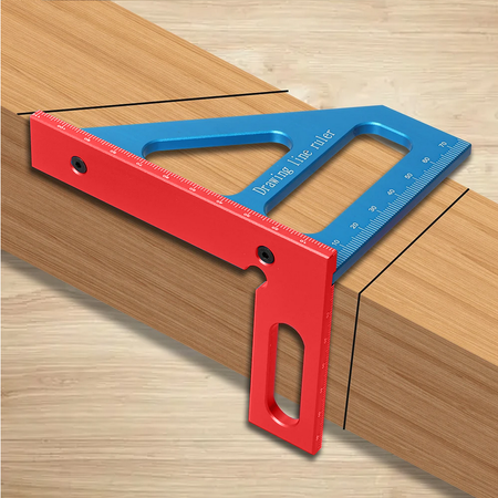 Kątomierz kątownik kwadratowy linijka 45/90° do obróbki drewna stolarski FALON-TECH