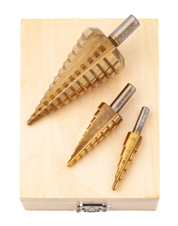 Wiertła stożkowe stopniowe HSS tytanowe 3 sztuki (4-39 mm) FALON-TECH