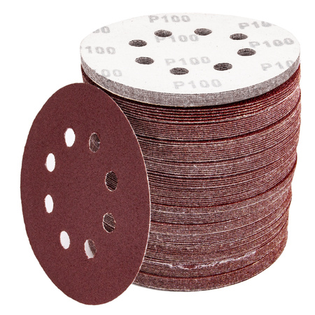 Papier ścierny na rzep krążek dysk z dziurami 125mm P100 100szt SILVER