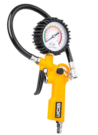 Pistolet do pompowania kół opon zestaw 6 el. z manometrem kompresora JCB