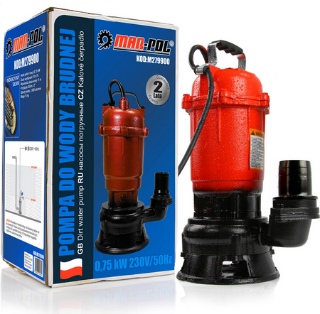 Pompa zatapialna do brudnej wody ścieków czystej 750w 1800l/h + wąż 2" 20m MAR-POL
