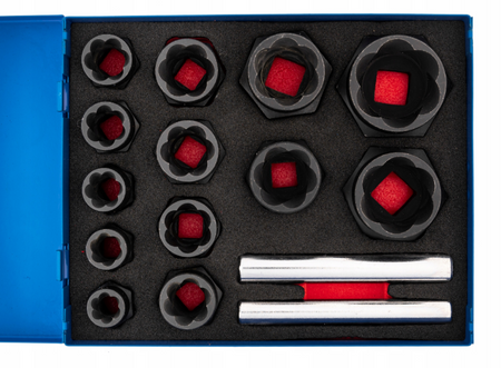 Zestaw nasadek do zerwanych śrub nakrętek nasadki wykrętaki 15el 9-27mm FALON-TECH