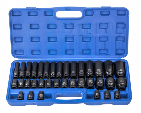 Zestaw nasadek 1/2" nasadki udarowe 8-32 mm walizka 35 elementów SILVER