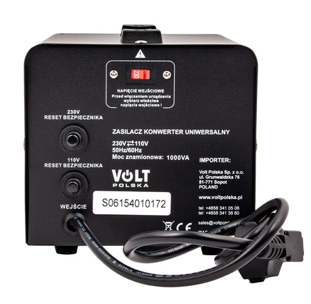 Konwerter reduktor napięcia 1000W (230V/110V) VOLT POLSKA