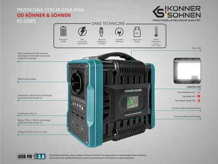 Przenośny powerbank stacja ładowania 14Ah KS 200PS Könner & Söhnen KS