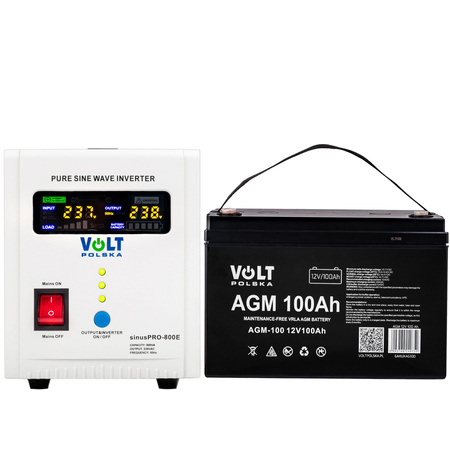 Zestaw Awaryjne Zasilanie SINUSPRO 800E + Akumulator 100Ah VOLT POLSKA