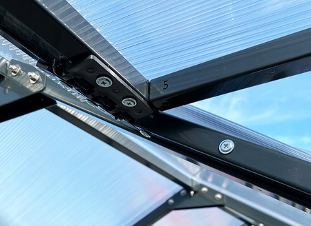 Okno do szklarni ogrodowej z autometem antracyt premium aluminiowe PTF