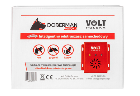 Samochodowy odstraszacz gryzoni i zwierząt (kun, myszy, kotów) DOBERMAN AUTO-12 VOLT POLSKA