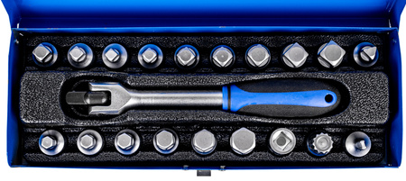 Klucze nasadki do korków spustowych oleju 20el + pokrętło przegubowe 3/8" FALON-TECH