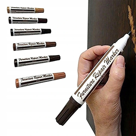 Zestaw naprawczy do drewna (mebli, paneli podłogowych, przedmiotów drewnianych) - markery + wosk - 17el FALON-TECH