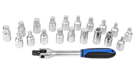 Klucze nasadki do korków spustowych oleju 20el + pokrętło przegubowe 3/8" FALON-TECH