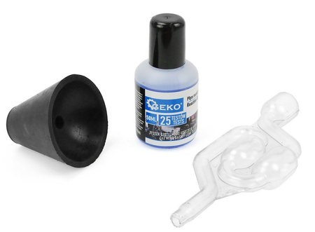 Tester szczelności uszczelki głowicy Co2 25 testów płyn adapter 25-55ml GEKO