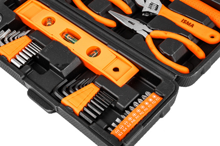 Zestaw narzędziowy klucze nasadowe imbusowe wkrętaki młotek bity 129el ISMA