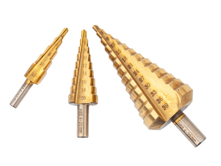 Wiertła stożkowe stopniowe HSS tytanowe 3 sztuki (4-39 mm) FALON-TECH