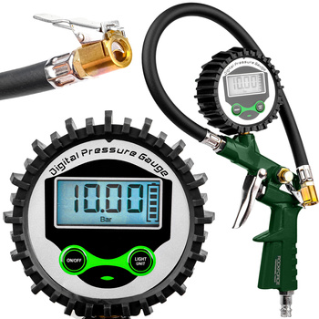 Pistolet do pompowania kół cyfrowy manometr lcd pompka samochodowa 18 bar ROCKFORCE