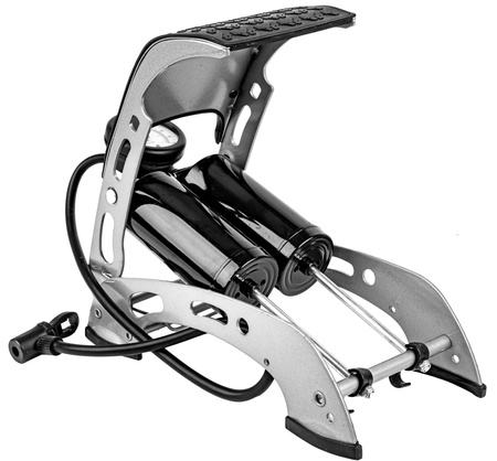 Pompka nożna dwutłokowa z manometrem + adaptery MAR-POL