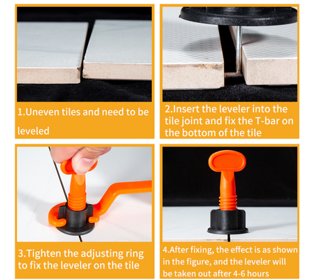 System poziomowania płytek kliny klipsy (50 klipsów + kluczyk) SILVER