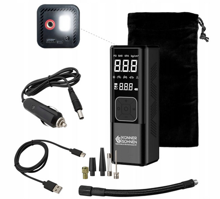 Kompresor akumulatorowy pompka rowerowa do roweru samochodu auta + powerbank KS Könner & Söhnen