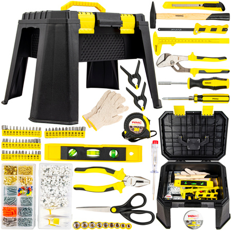 Zestaw narzędziowy 1200 elementów + stołek udźwig 150 kg WMC