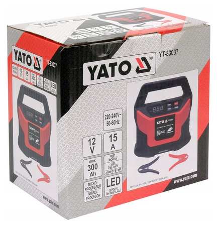 Prostownik samochodowy klemy booster 15A 12V 300Ah YT-83037 YATO