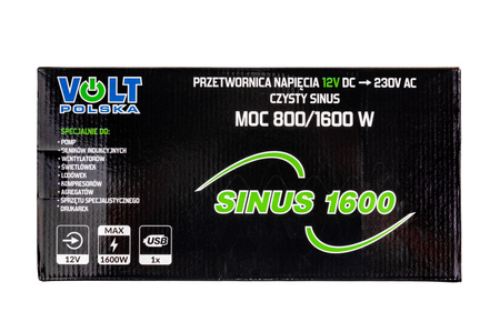 Przetwornica SINUS-800/1600W (12V/230V) VOLT POLSKA