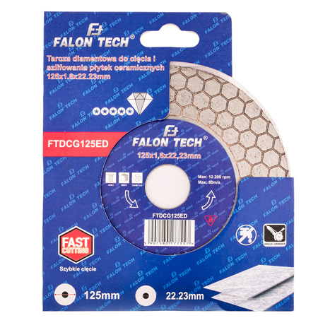 Tarcza 125mm diamentowa do płytek gresu glazury szlifowania cięcia 45 stopni FALON-TECH