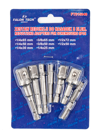 Adaptery do wkrętarki (redukcje na nasadki) 1/4" 3/8" 1/2" 8el FALON-TECH