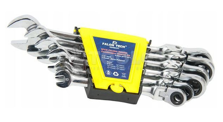 Klucze płasko oczkowe z grzechotką łamane 8-19 mm 6 sztuk FALON-TECH