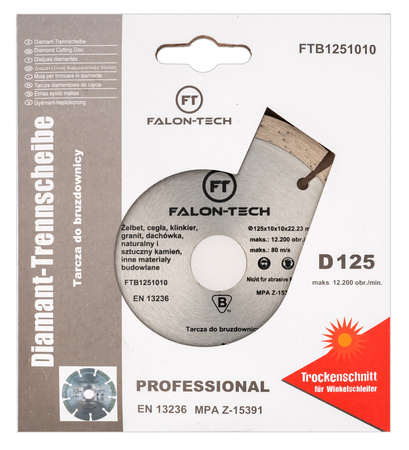 Tarcza diamentowa do bruzdownicy bruzd betonu zbrojonego 125mm FALON-TECH
