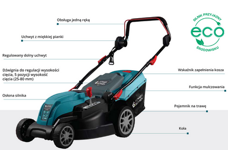Kosiarka elektryczna do trawy z koszem mocna 1800w 40L 3250 obr/min KS 42LM Könner & Söhnen