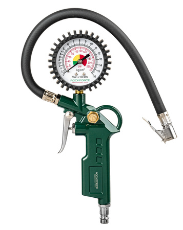 Pistolet do pompowania kół opon z manometrem manometr pompka samochodowa 16 bar ROCKFORCE