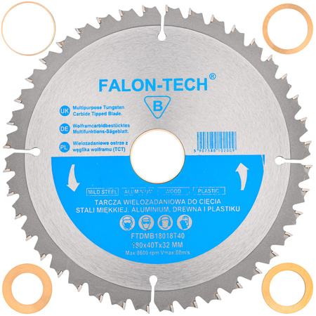 Tarcza tnąca wielozadaniowa 180x32 T40 + adaptery FALON-TECH