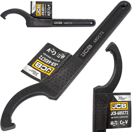 Klucz hakowy z noskiem pazurem nastawny do nakrętek 68-72 mm JCB