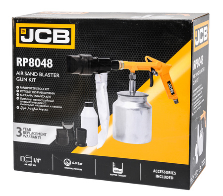 Pistolet pneumatyczny do piaskowania piaskarka zbiornik 1L ścierniwo JCB