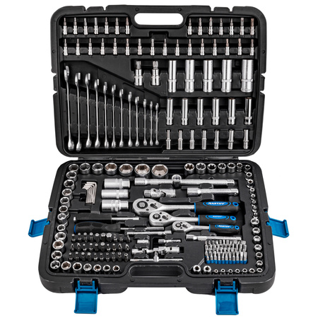 Zestaw klucze nasadowe + płasko-oczkowe + TORX 216 sztuk MASTIFF