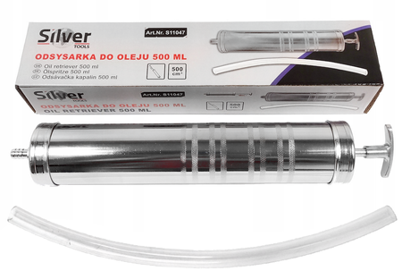 Odsysarka wysysarka ręczna do oleju pompka do oleju stalowa 500ml SILVER